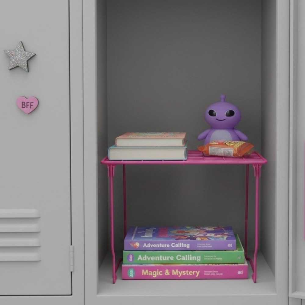 Pink Wire Storage Shelf Rack Stackable Locker Dorm‎ Room Organizer